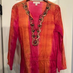 Michaels Women's Pink and Orange Embellished Top